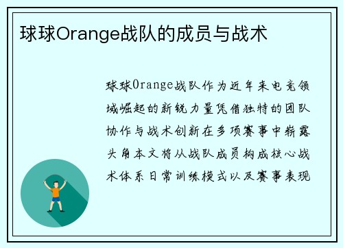 球球Orange战队的成员与战术